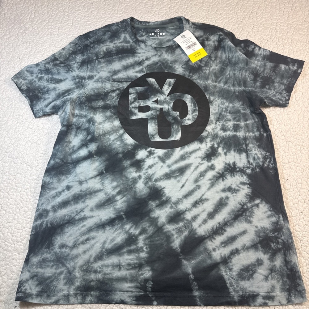 Be You Premium Basics Cloud Dye Drop Cut Unisex Size L Gray Short Sleeve T-Shirt